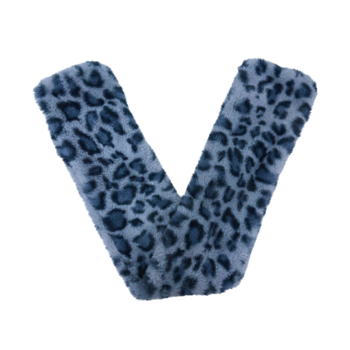 Denim Ocelot Print Faux Bunny Fur, Body Warming Long Hot Water Bottle