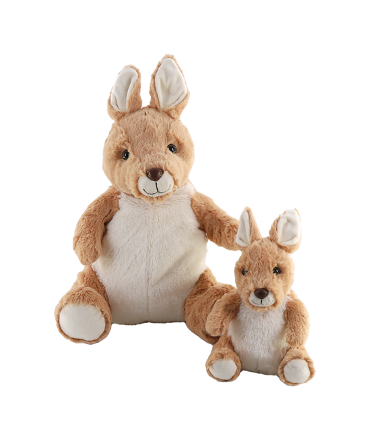 Last Few! Mum & Baby Kangaroos, Mini Me Heaties With Microwaveable Silica Bead Pillow Insert