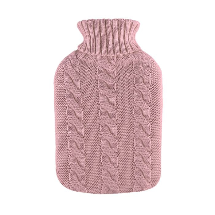Blush Chunky Cable Knit, 1.7L Hot Water Bottle